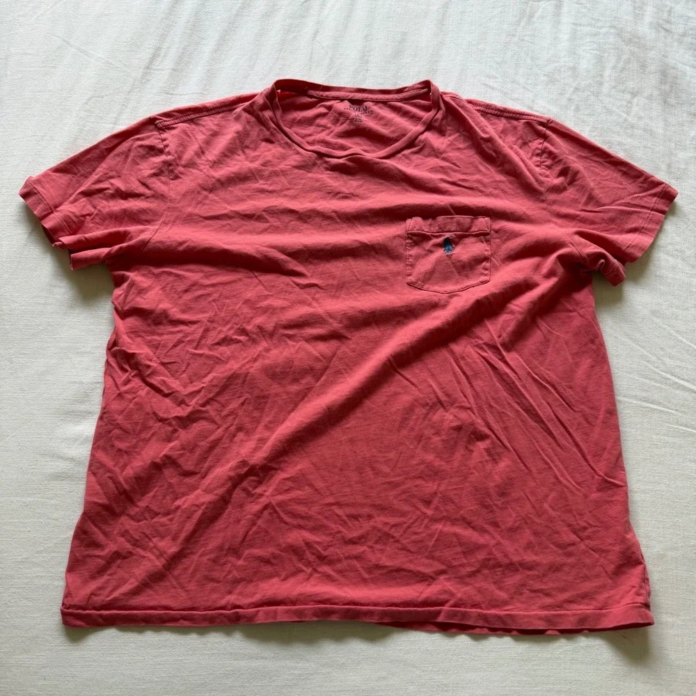 Polo Ralph Lauren Pocket T-Shirt Bundle Lot 3 Red White Blue Cotton Large 3 Pack